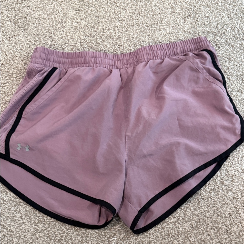 Under Armour Women's Mauve Athletic Shorts with Black Trim